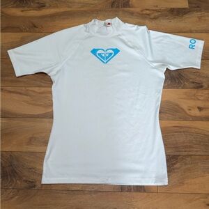 Roxy Whole Hearted Short Sleeve Rashguard, Beige, Size Youth 16